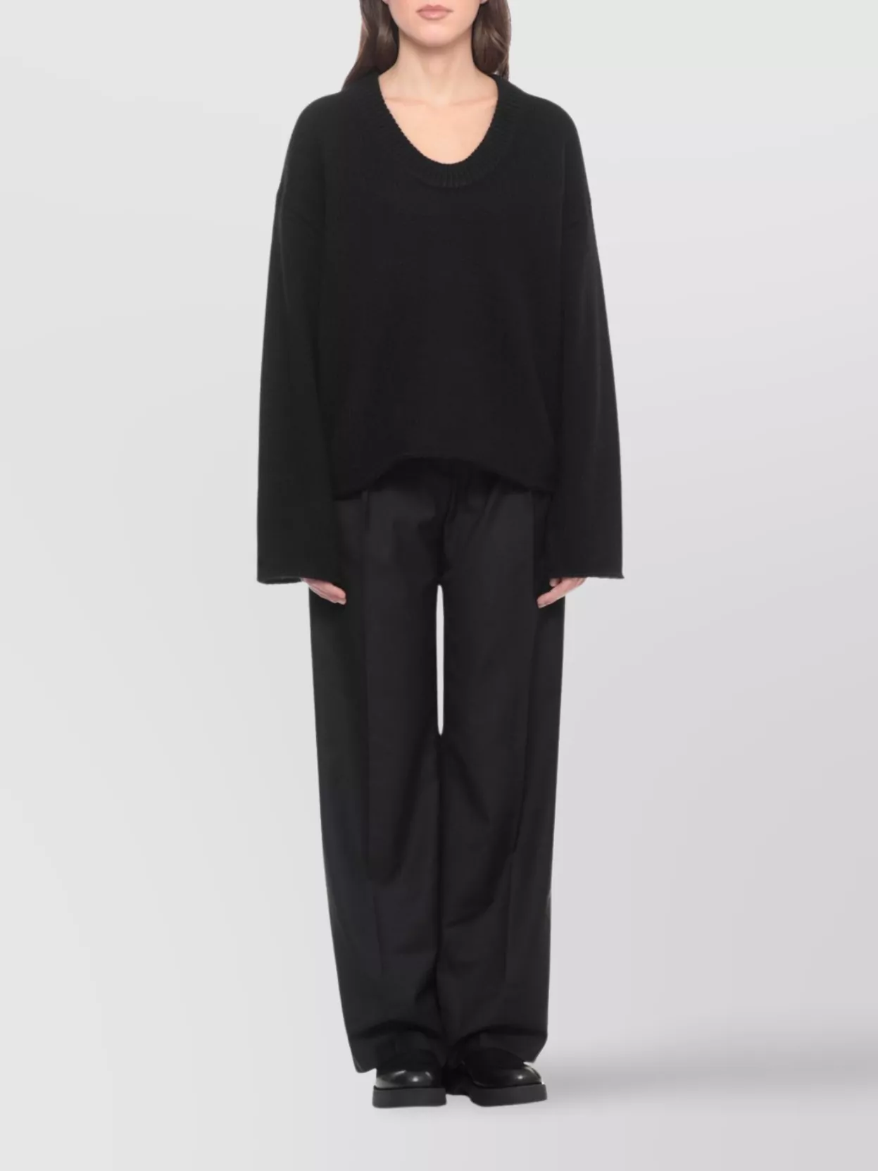 Loulou Studio Relaxed Fit Wool Sweater V-neck In Black
