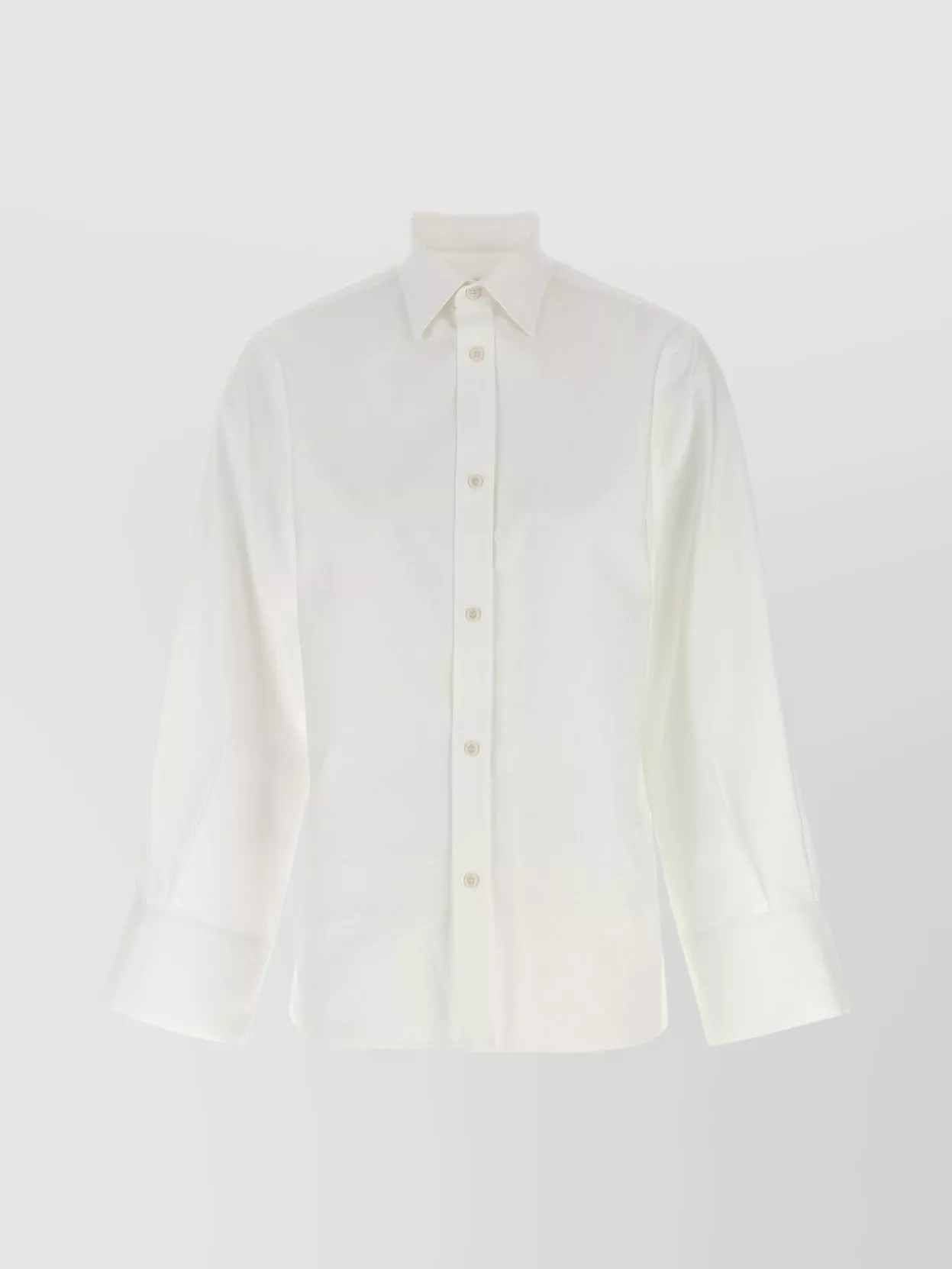 Darkpark Structured Collar Cotton Shirt With Long Sleeves And Side Slits In White