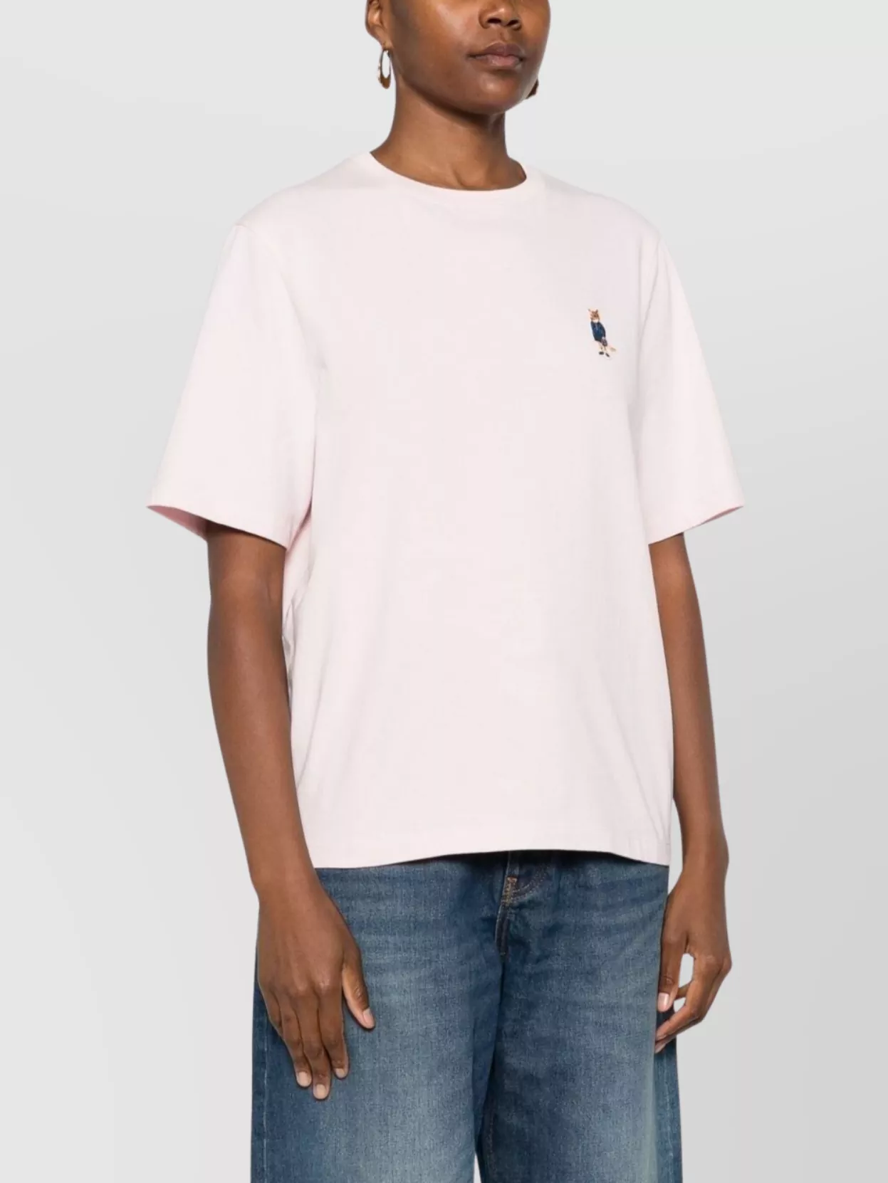 Maison Kitsuné Fox Motif Cotton T-Shirt Embroidered Detail