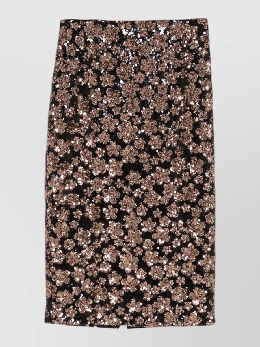 S Max Mara embroidered sequin fitted skirt