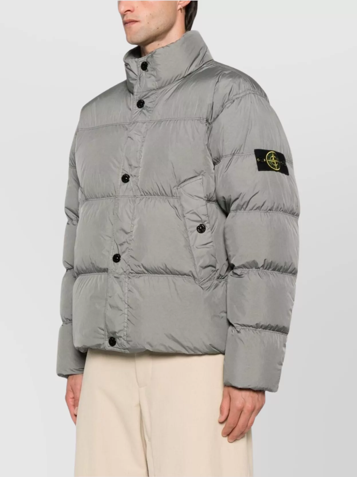 Stone Island Crinkle Reps Ny Padded High Collar Jacket