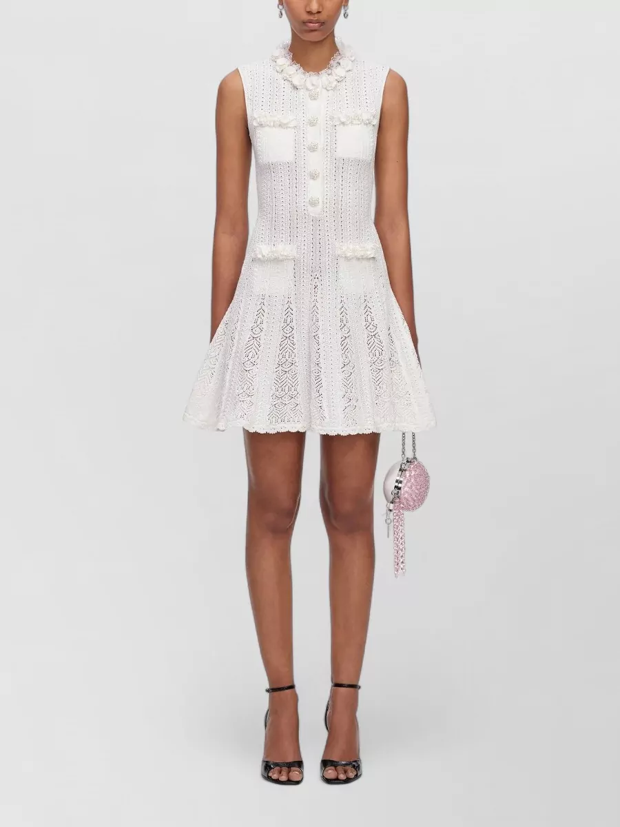 Self-Portrait Cotton floral-trim mini dress
