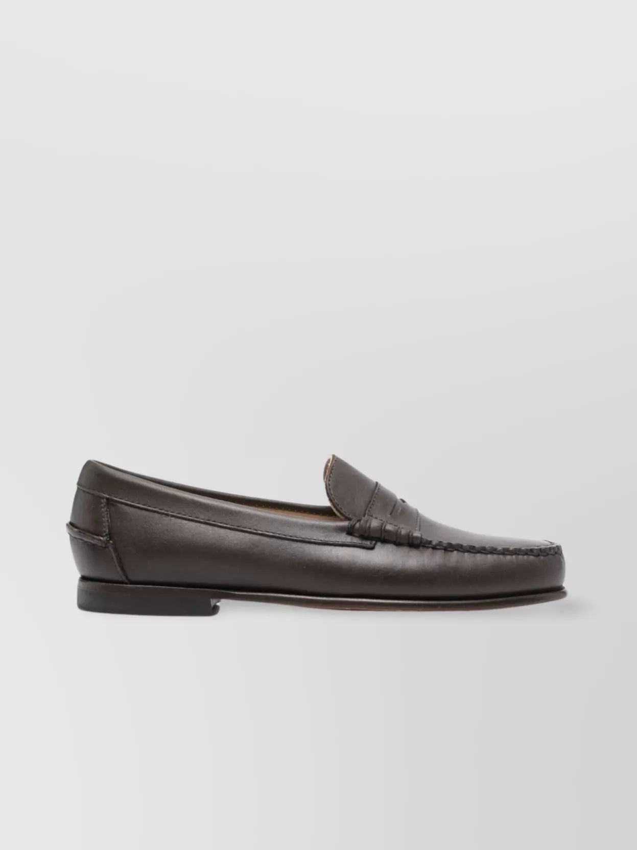 Sebago Leather Moc Stitching Penny Slot Loafers In Brown
