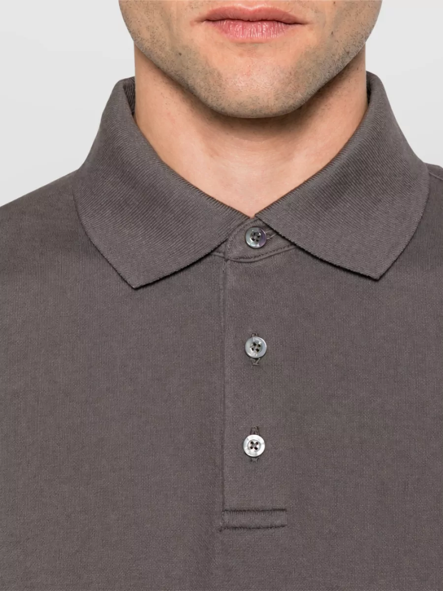 Herno Cashmere Cotton Long-Sleeve Polo Shirt