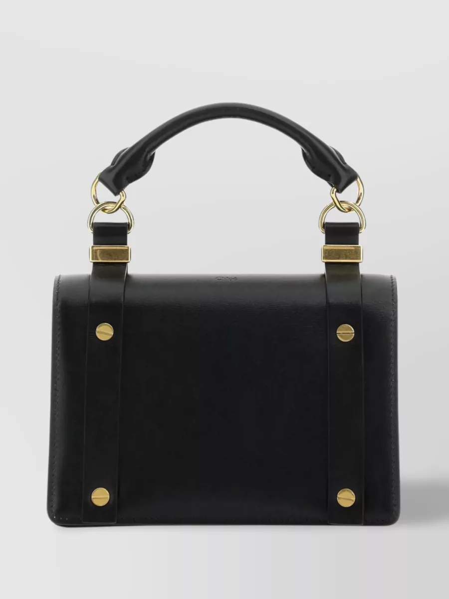 Shop Chloé Compact Leather Shoulder Bag In Black