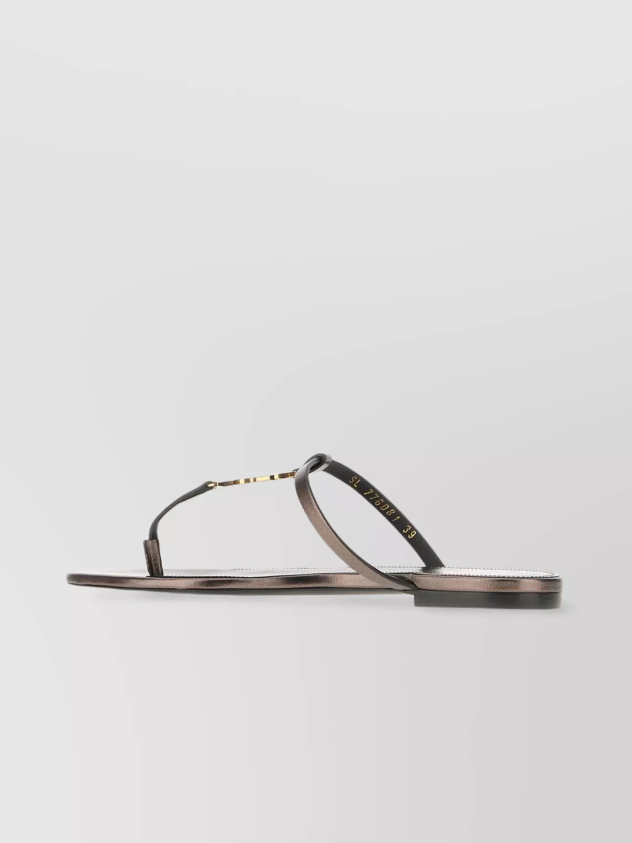 Saint Laurent Cassandra Slides In Laminated Metallic Leather