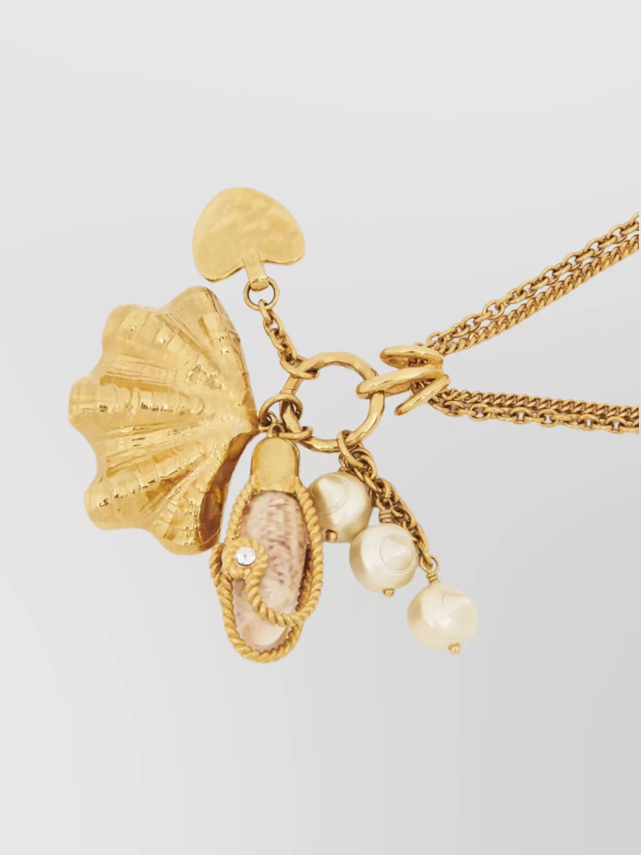 CHLOÉ SHELLS SCARF NECKLACE LAYERED PEARL PENDANT