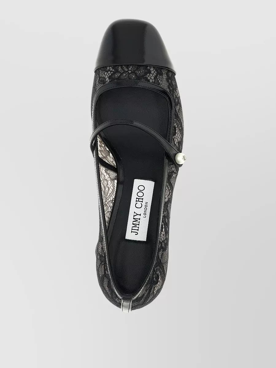 Jimmy Choo Elisa Pumps Block Heel Lace Overlay Pearls