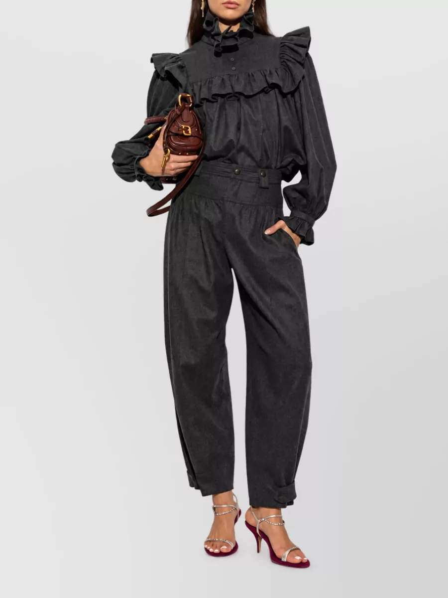Chloé Wool Cashmere Ruffled Turtleneck Top