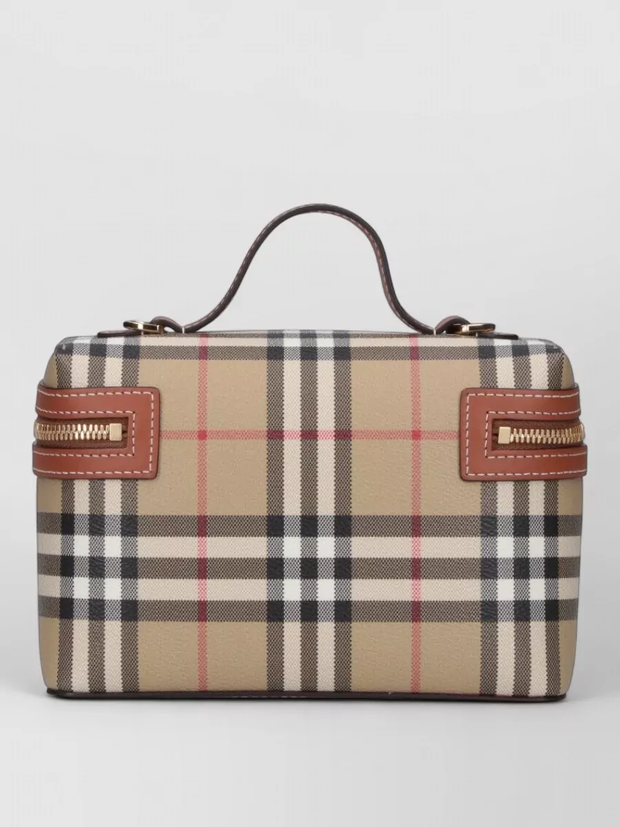 Burberry Check Clutch Bag Adjustable Strap Top Handle