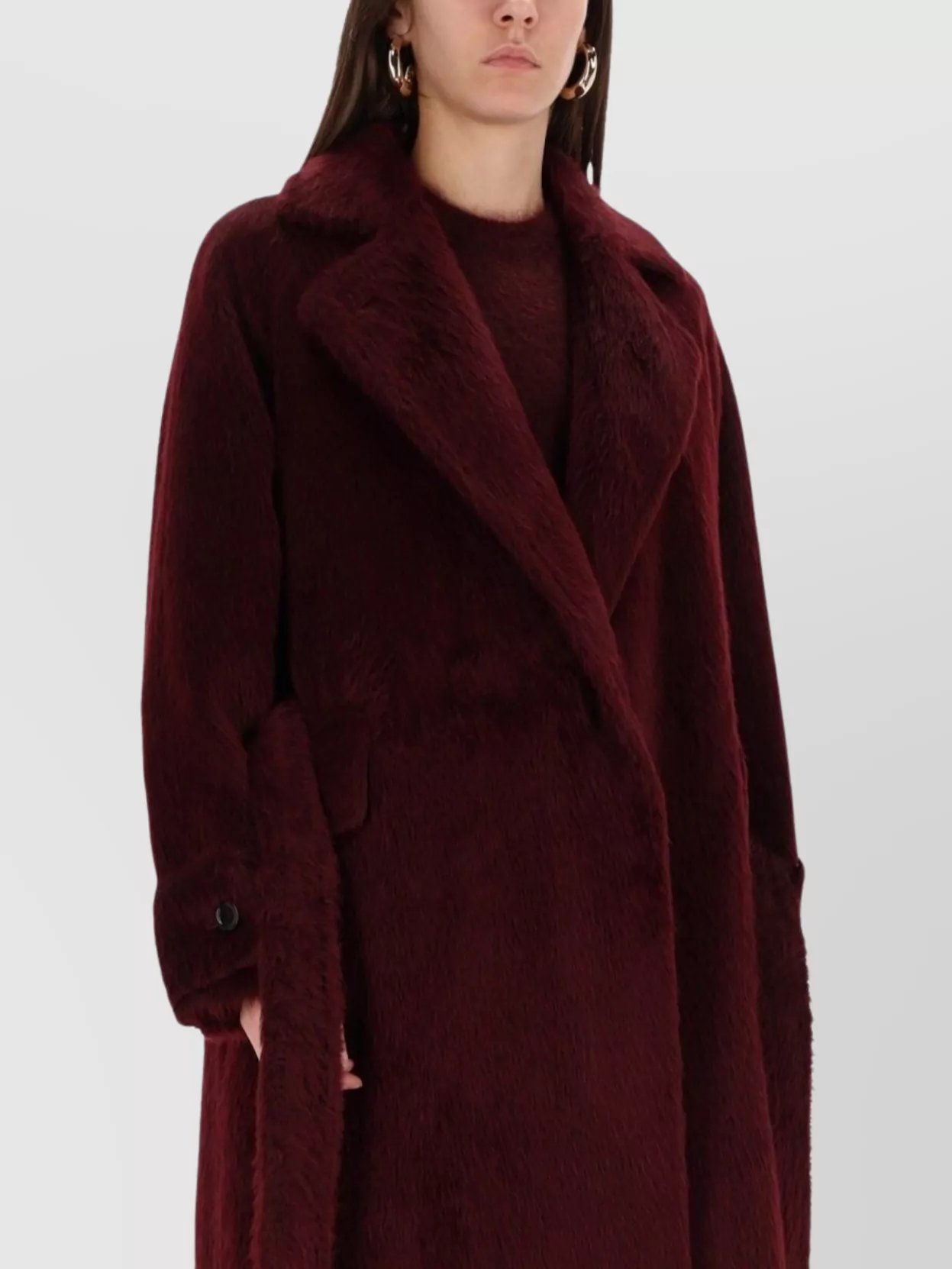Max Mara Long Coat With Belt And Pockets