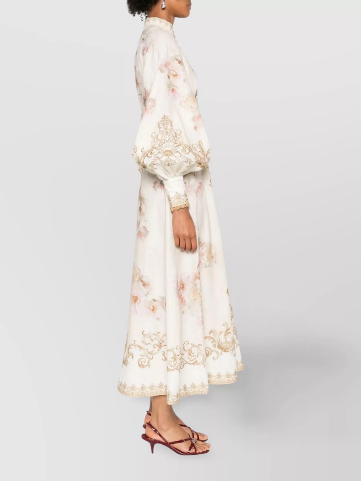 Zimmermann Linen Printed Belted Midi Dress