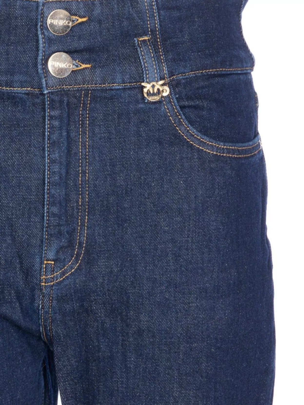 Pinko Trousers Featuring Contrast Stitching And High Waist In Blue
