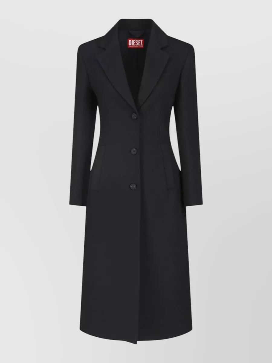 Diesel Single Breasted Coat In Black