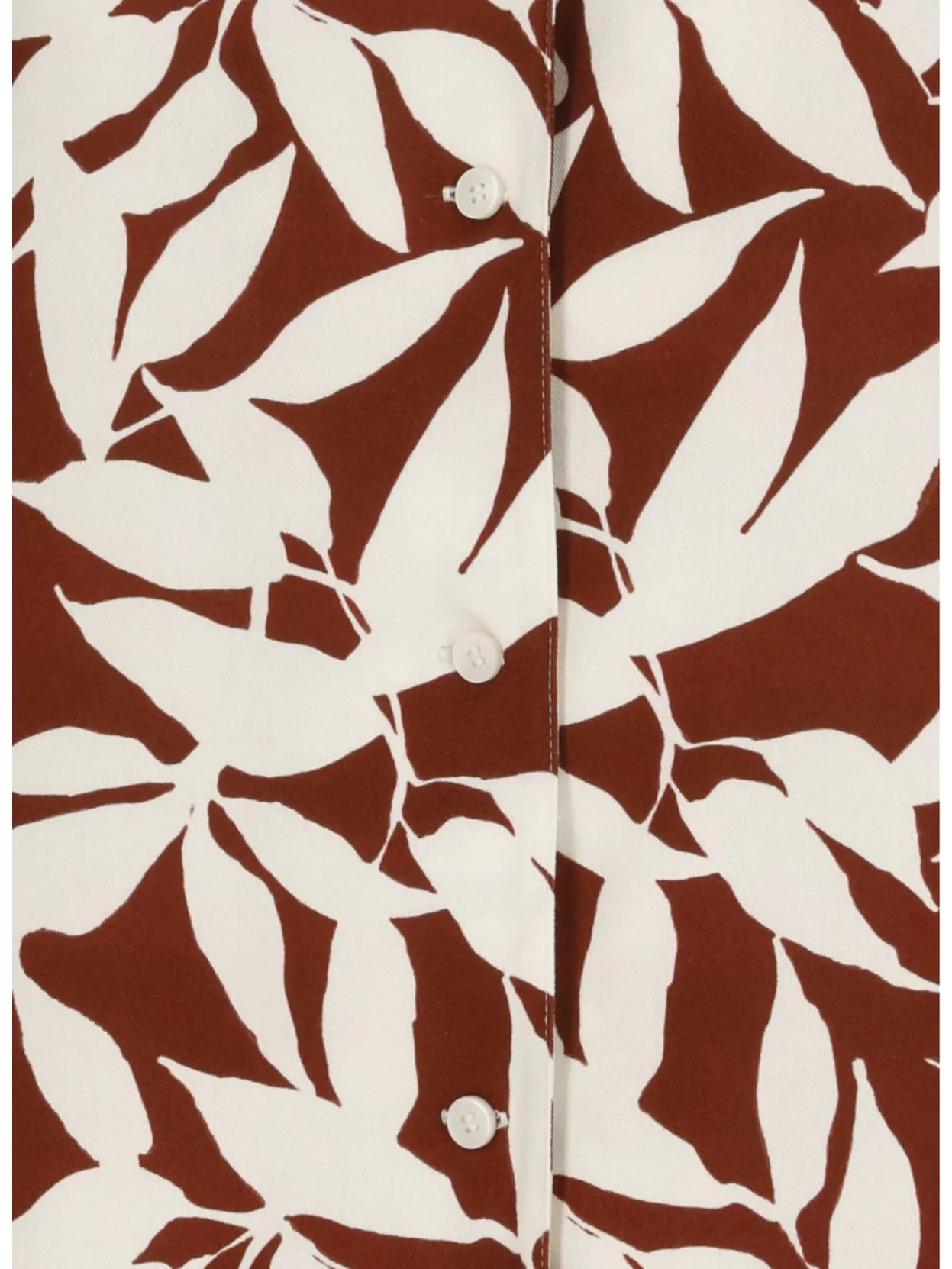 Woolrich Leaf Print Collared Neck Short Sleeve Top In Brown