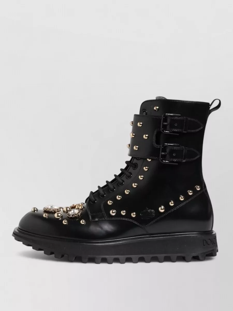 Dolce&Gabbana Studded Leather Combat Boots