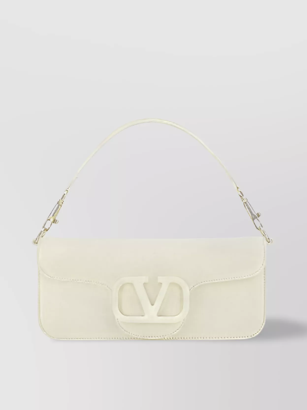 Valentino Garavani Locò Rectangular Calfskin Handbag In Ivory