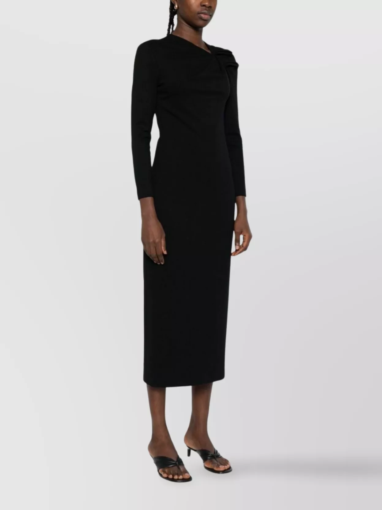 Emporio Armani Asymmetric Neckline Midi Length Dress
