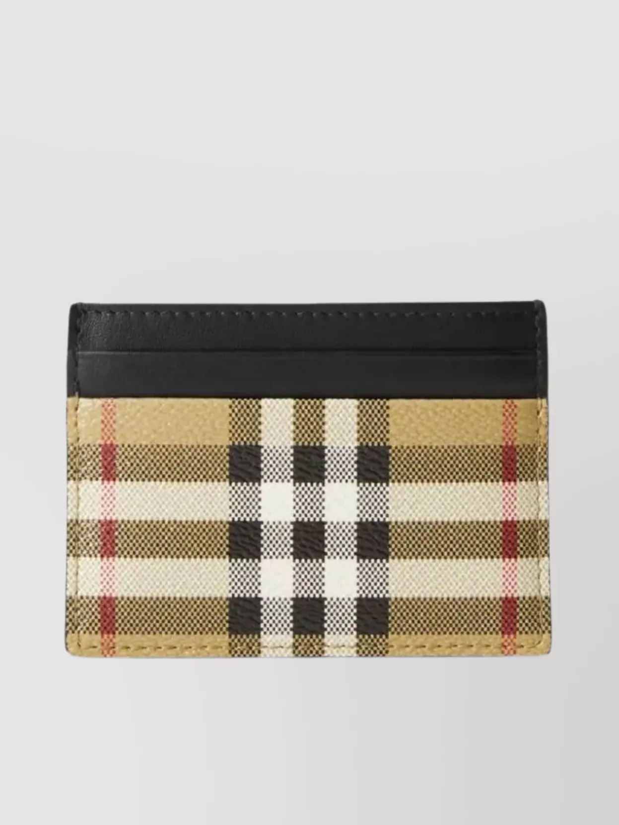 Shop Burberry Textured Check Card Case With Contrast Trim In Grey