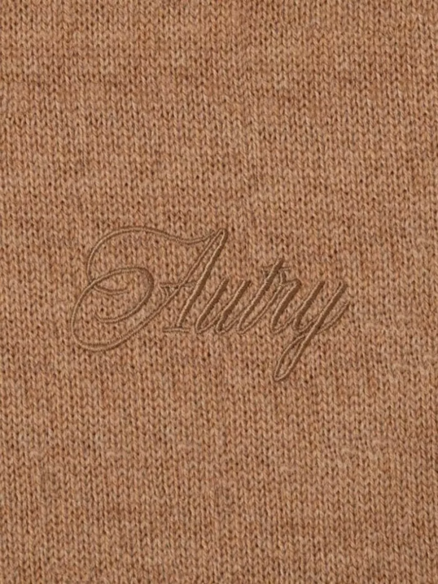Autry Wool Cashmere Cropped Logo Embroidered Knit Sweater