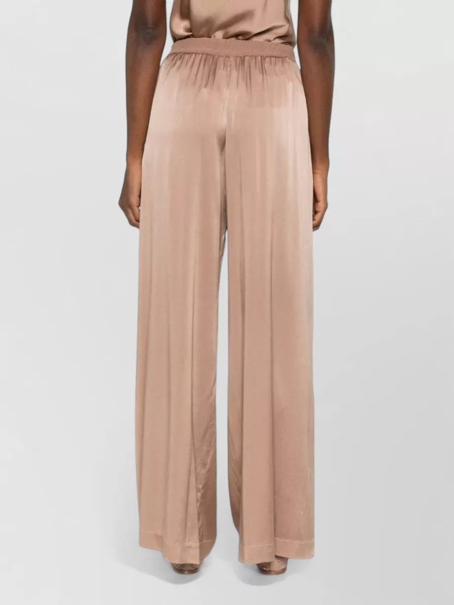 Forte Forte Silk Satin Wide Leg Pleated Trousers