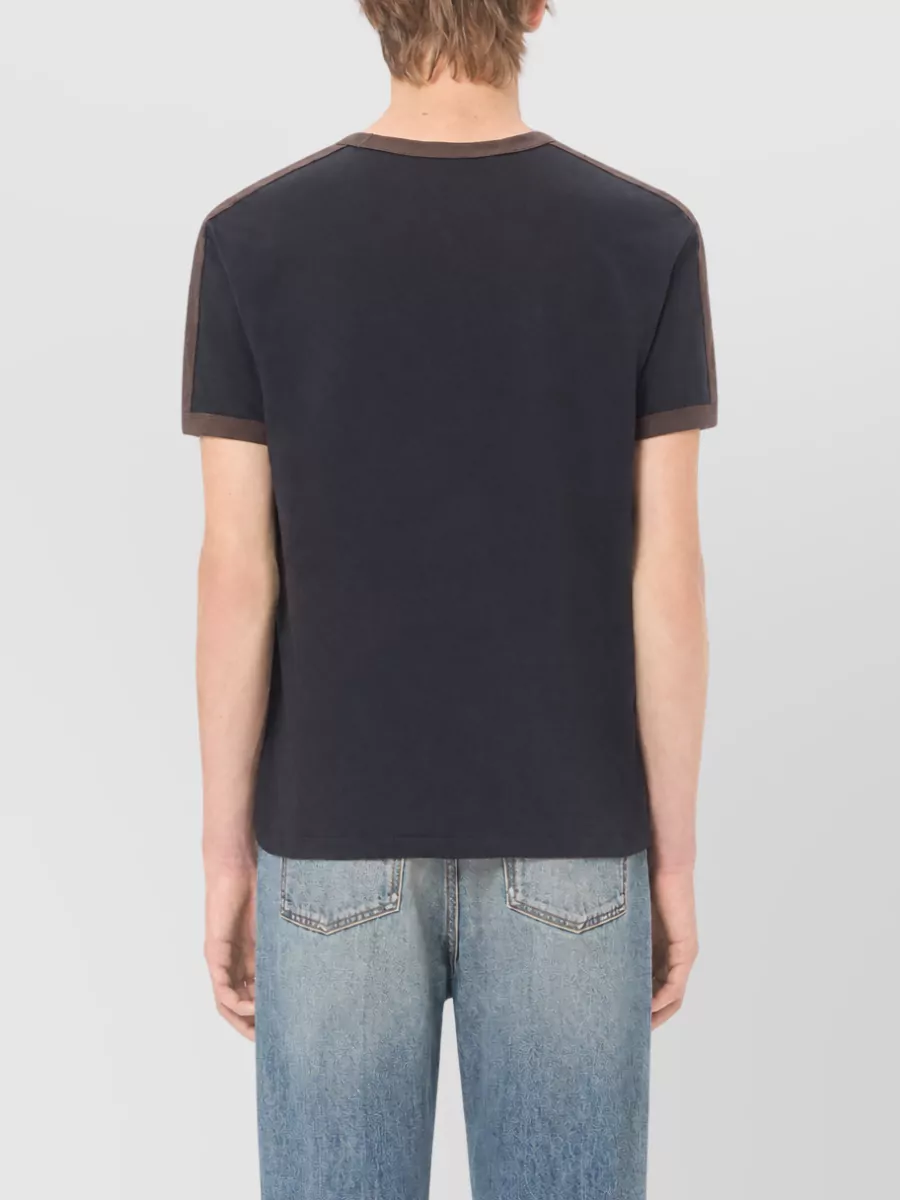 Valentino Ribbed Crew Neck Cotton Short-Sleeve T-Shirt