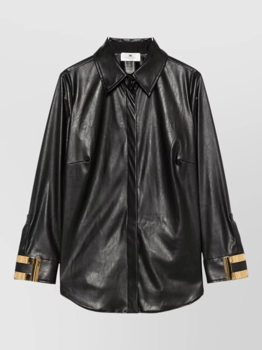 Elisabetta Franchi faux leather long-sleeve shirt jacket