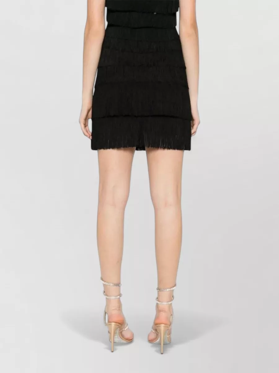 Norma Kamali Fringed Layered Mini Skirt