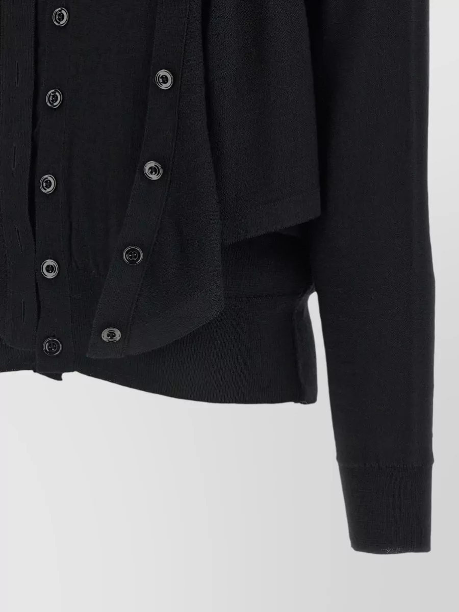 Lemaire Draped V-Neck Ribbed Wool Cardigan