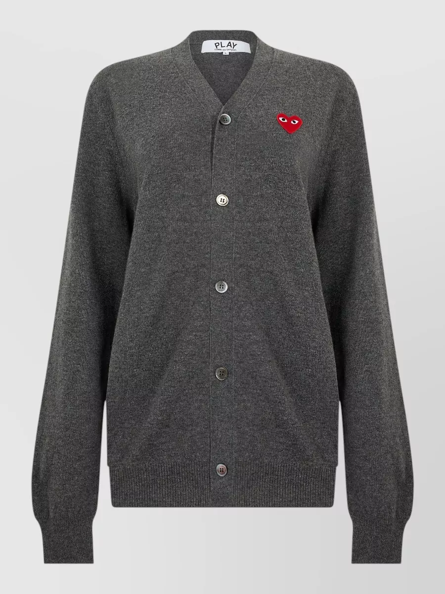 Comme des Garçons Play wool ribbed long-sleeve cardigan