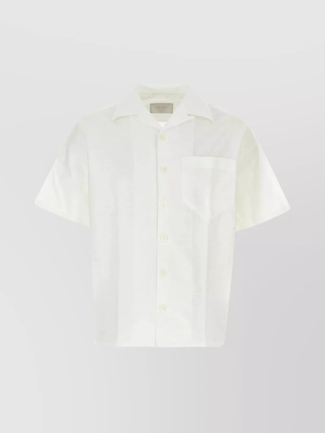 Shop Prada Embroidered Cotton Shirt With Slits And Collar In Cream