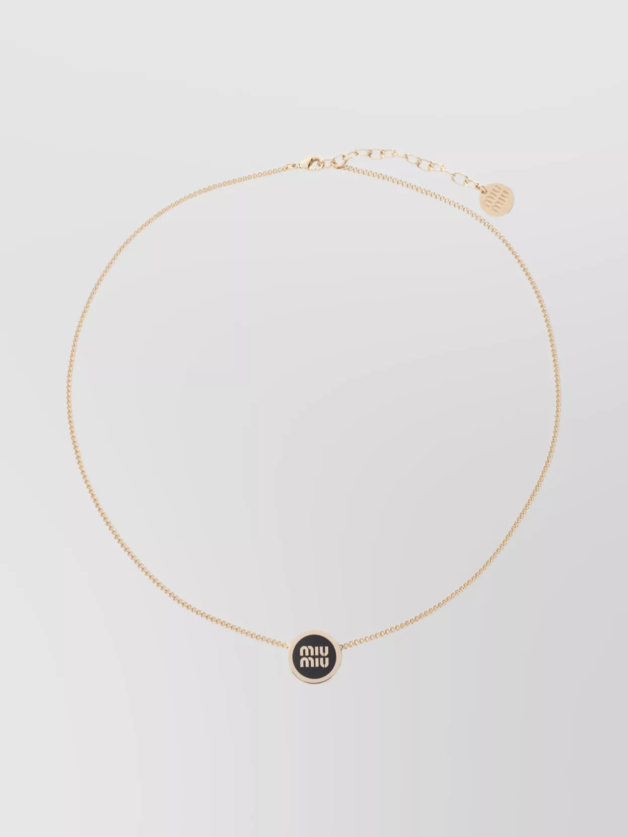 ミュウミュウ Miu Miu Brass Necklace Miu Miu Brass necklace logo charm | The Fashion Square