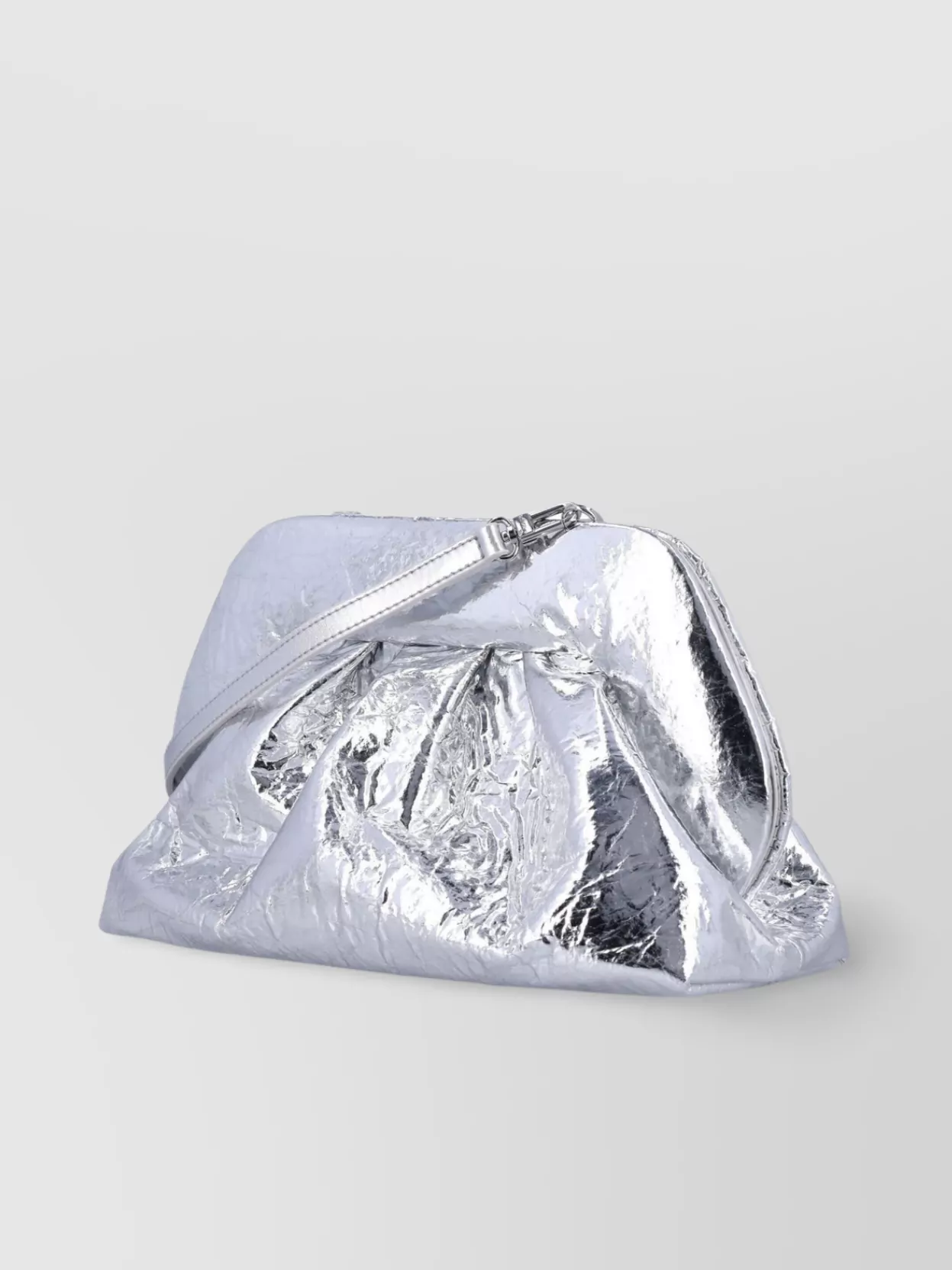 Themoirè Metallic Pleated Clutch Wrist Strap