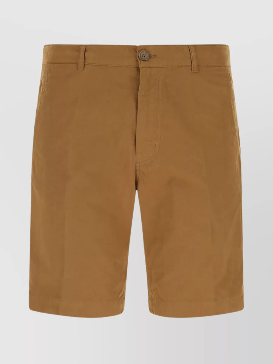 Shop Aspesi Cotton Bermuda Shorts With Waist Belt Loops In Brown