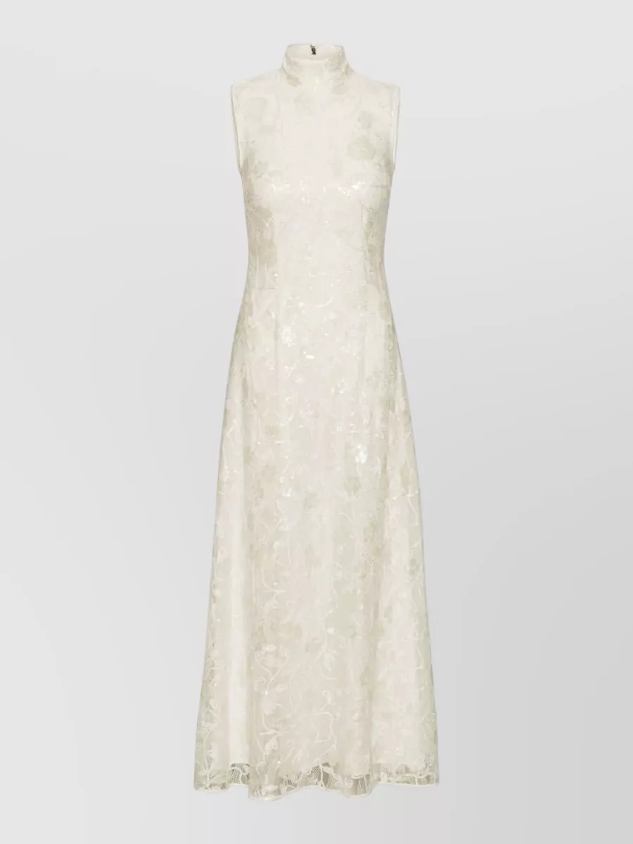 Rotate Lace Sequin High-Neck Maxi Dress