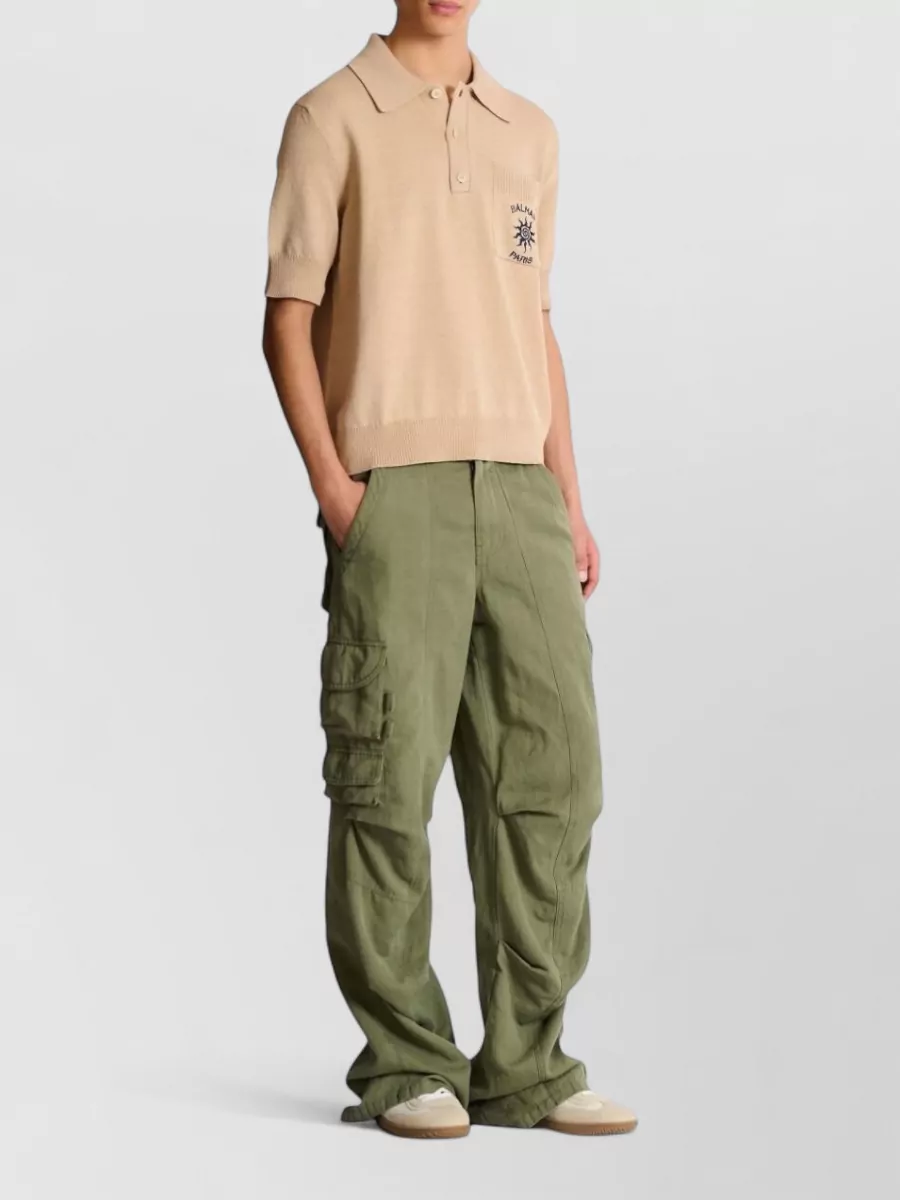 Balmain Ribbed Short-Sleeve Polo Shirt