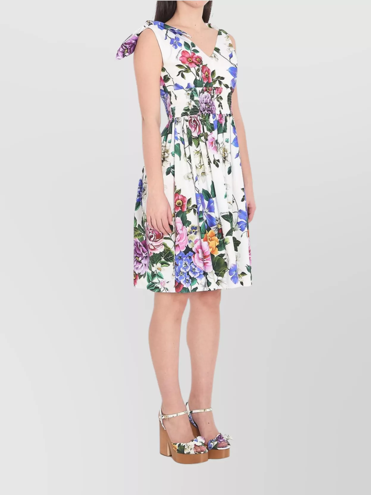 Dolce & Gabbana Floral Knot Midi Dress In Multi