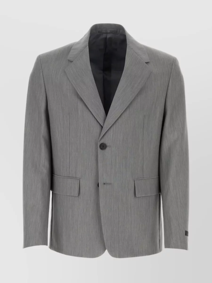 Shop Prada Tailored Wool Blend Blazer In Grey