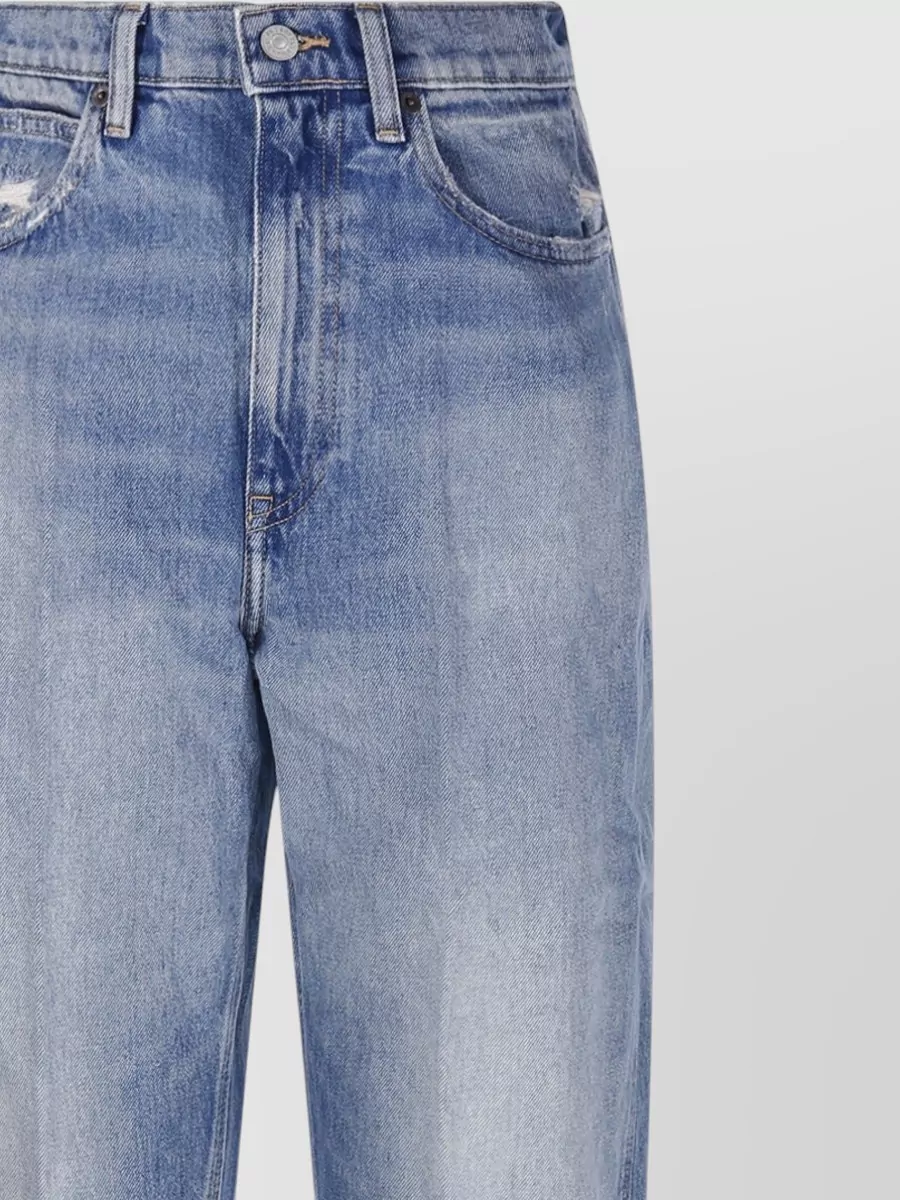 Ralph Lauren Straight Leg Denim Trousers Faded Wash In Blue