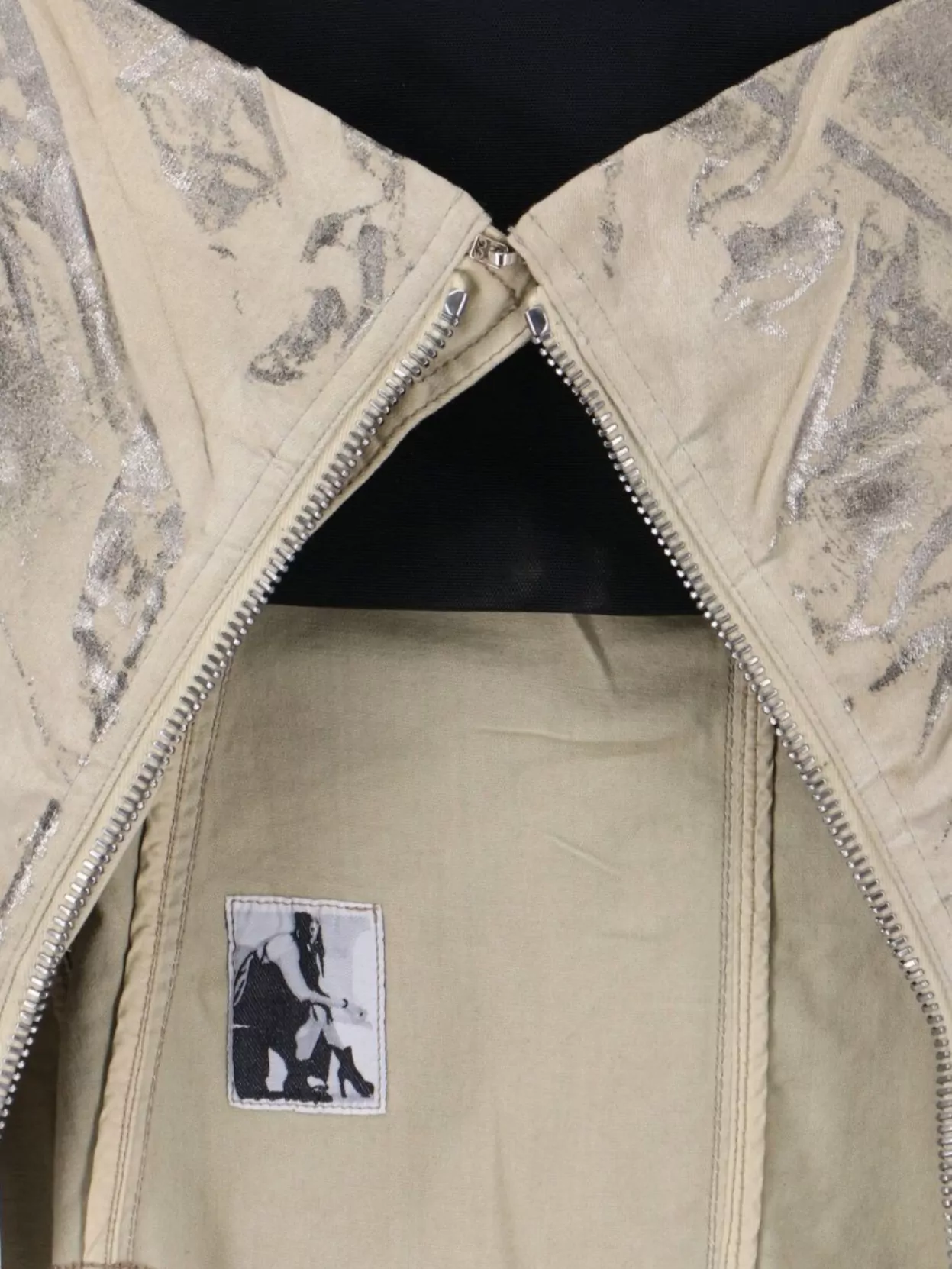 Rick Owens Drkshdw Sleeved Top With Strap Detail And Metallic Finish