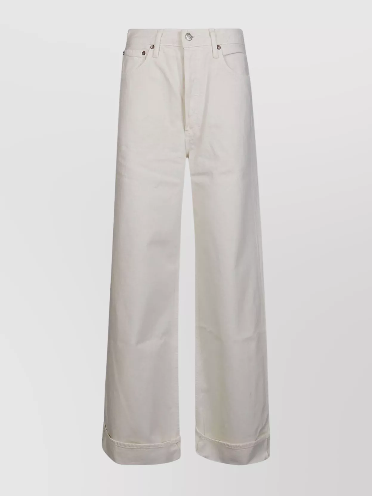 Shop Agolde Wide Leg Trousers With Belt Loops And Pockets