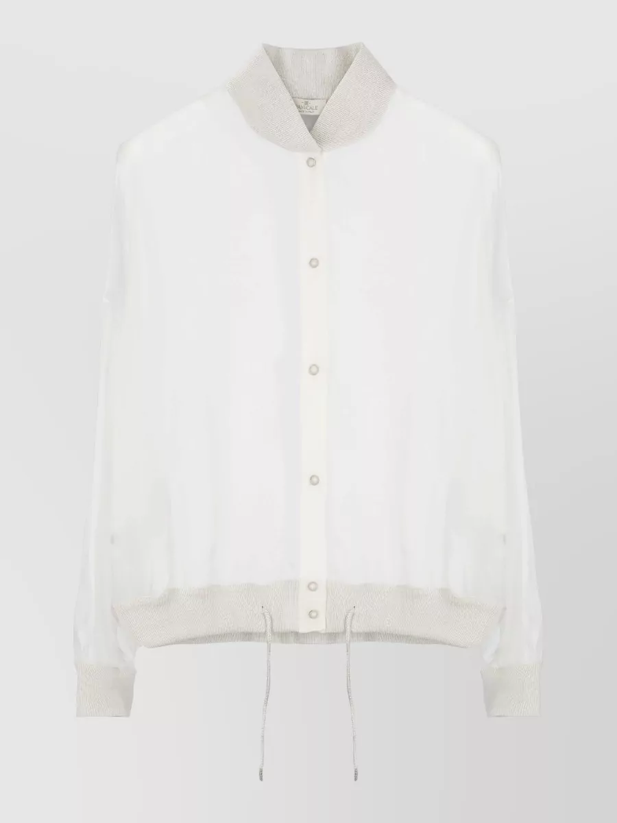 Panicale silk long-sleeve crewneck blouse