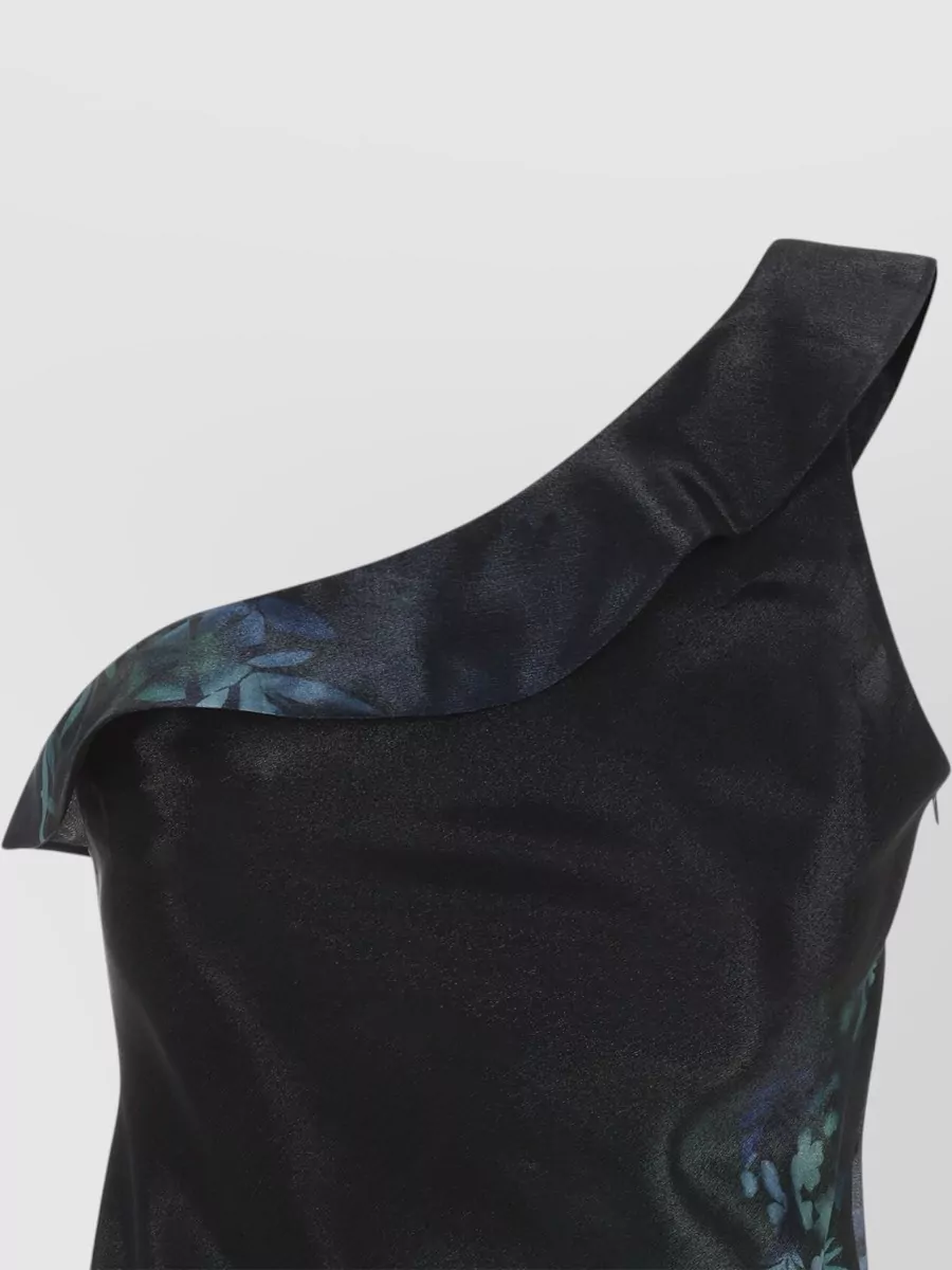 Giorgio Armani One Shoulder Maxi Dress Floral Ruffle Sheer