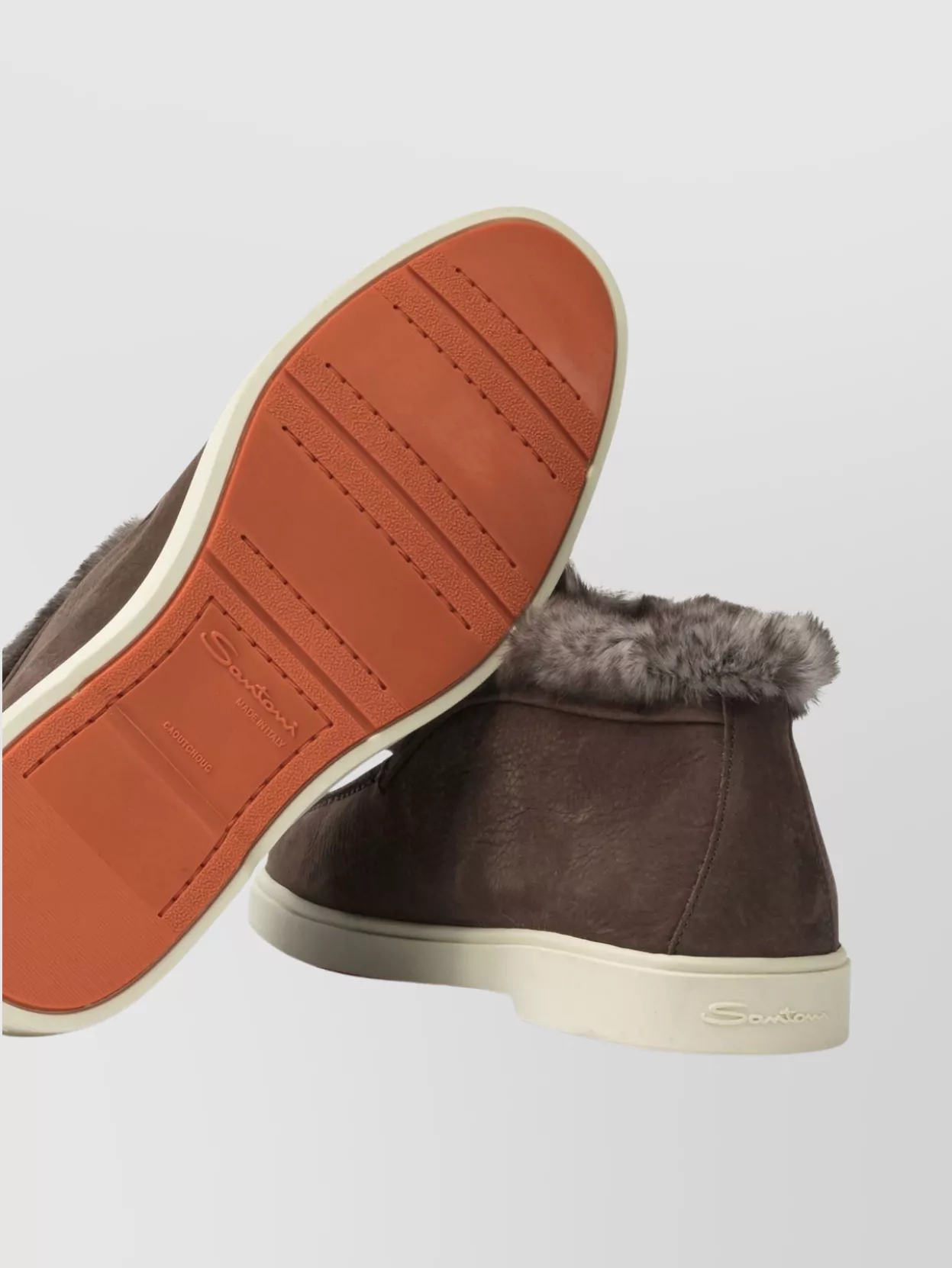 Santoni Hadeel Textured Loafers Round Toe In Brown