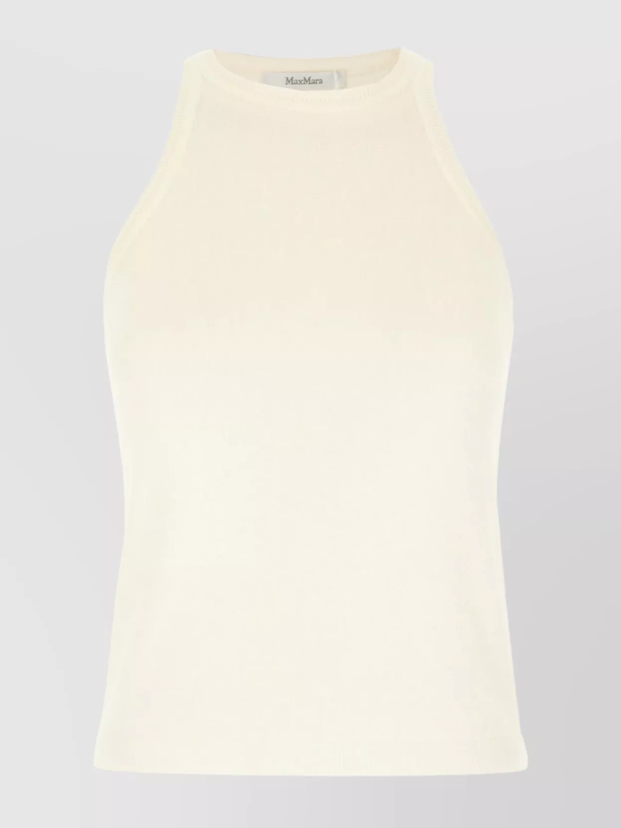 Max Mara Cotton Crew Neck Top With Ribbed Texture In White