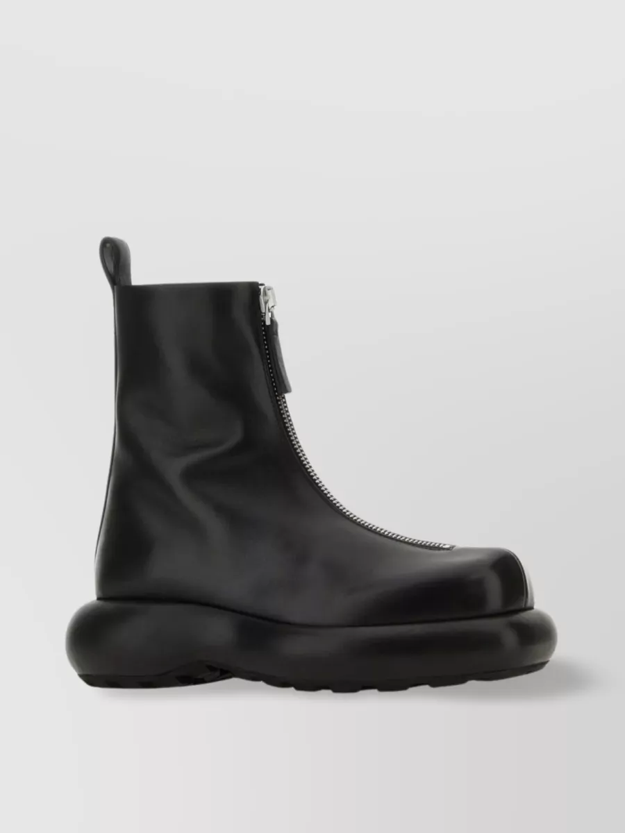 Shop Jil Sander Angular Leather Ankle Boots In Black
