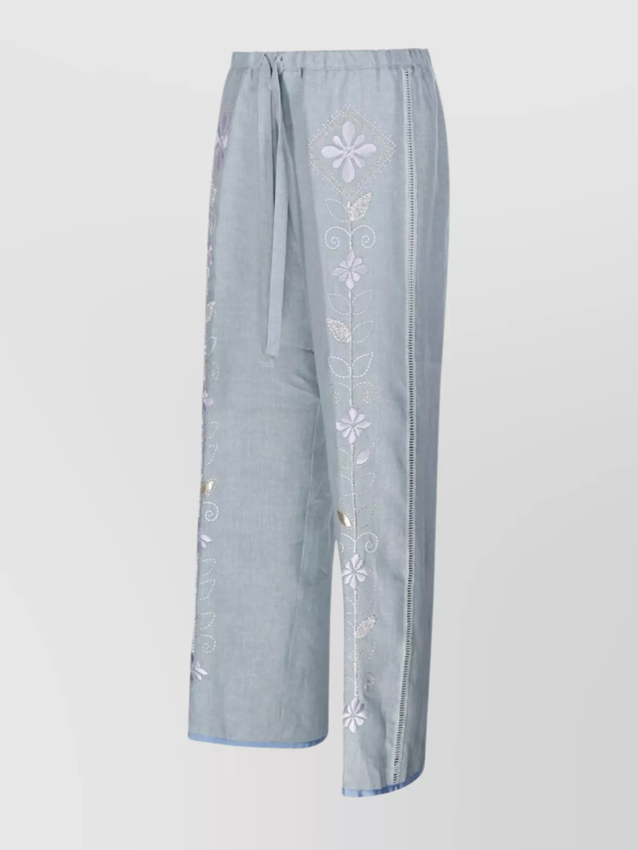FORTE FORTE ELASTIC WAISTBAND EMBROIDERED DRAWSTRING PANT