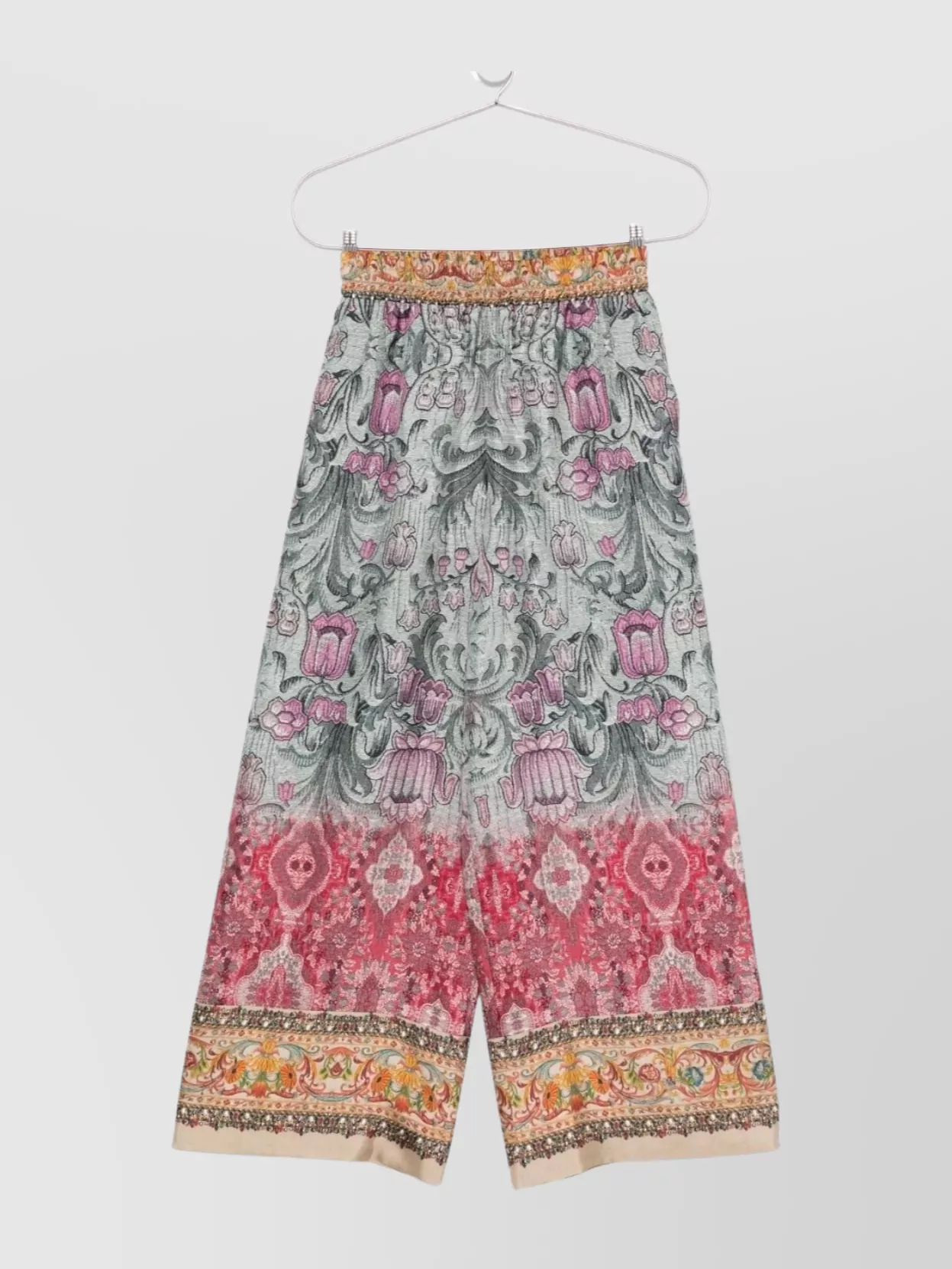 Pierre Louise Mascia Silk Trousers With Floral Pattern And Wide-Leg