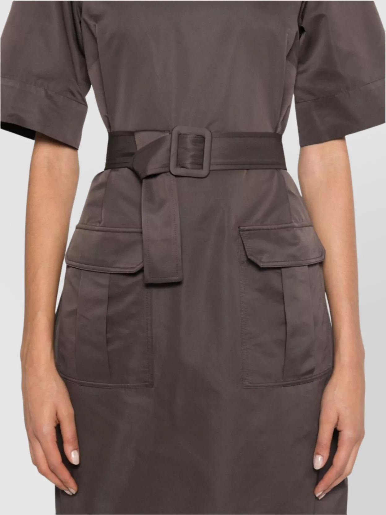 P.a.r.o.s.h Mini Dress With Belt And Pockets In Grey