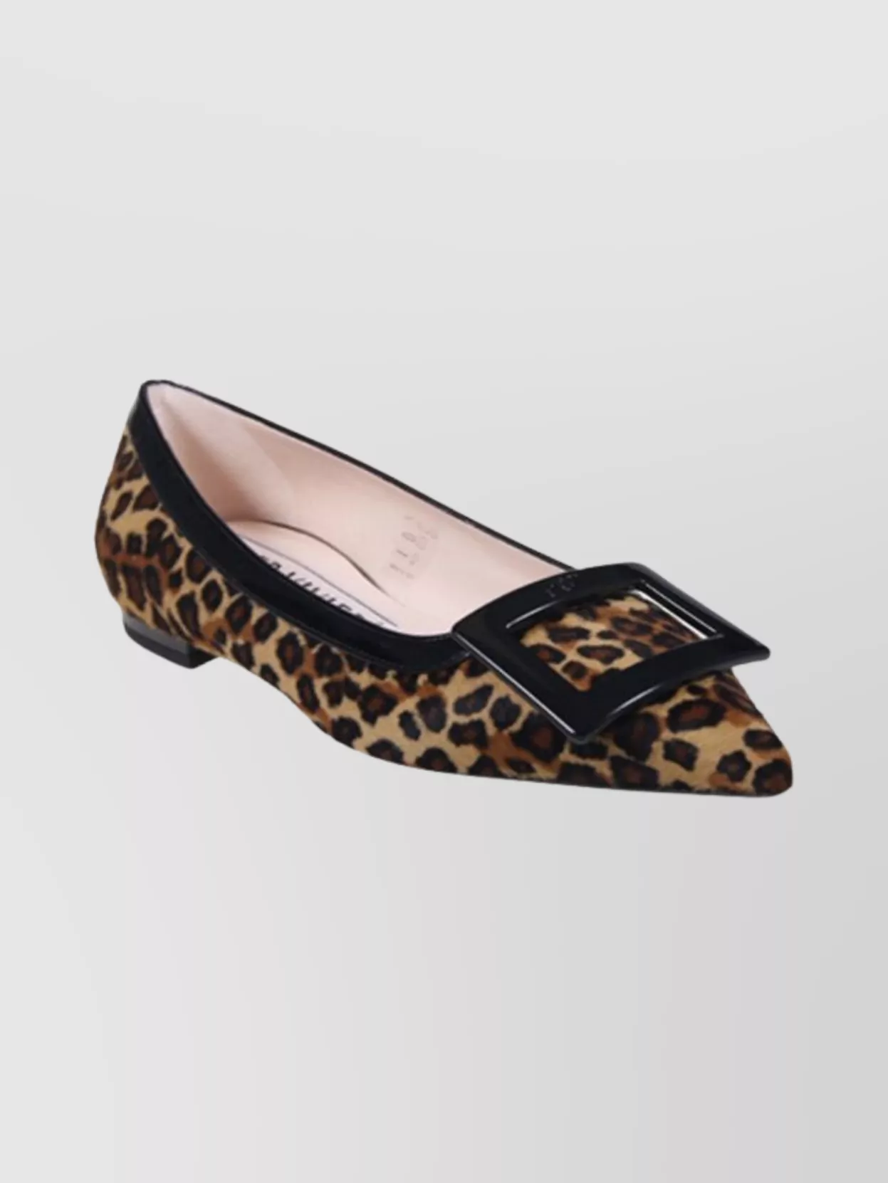 Roger Vivier Bicolor Pointed Toe Ballerina Shoes In Animal Print
